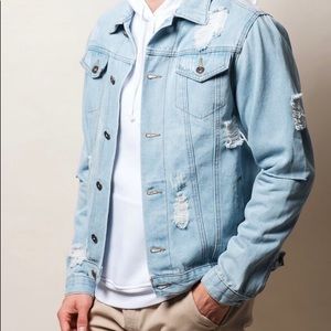 Light blue jean Denim ripped jacket